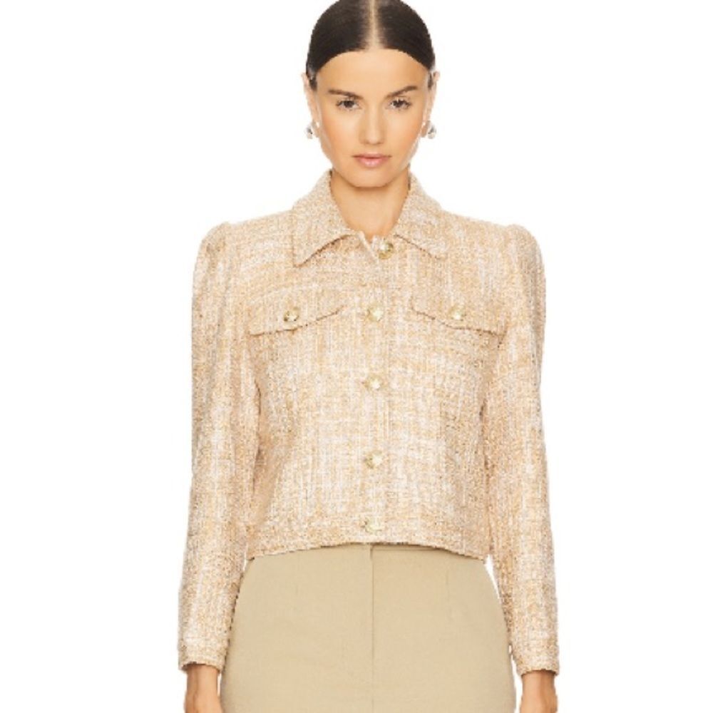 NWT L'Agence Kasey Tweed Bracelet Jacket in Bone Size 12 Revolve